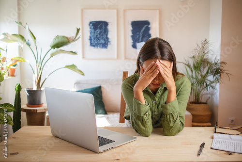 Stressed person working from home burnout, frustrated