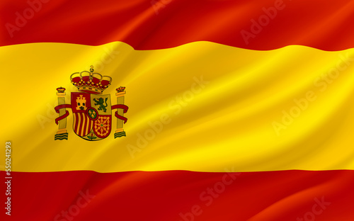 Waving flag of Spain. 3d vector banner 
