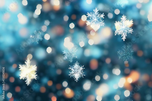 Snowflake background created with AI photo