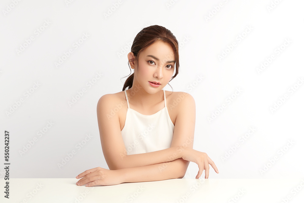 Beautiful young asian woman with clean fresh skin on white background, Face care, Facial treatment, Cosmetology, beauty and spa, Asian women portrait. Beautiful young asian woman with clean fresh skin on white background, Face care, Facial treatment, Cosmetology, beauty and spa, Asian women portrait.