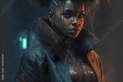 Cyberpunk black woman created with AI