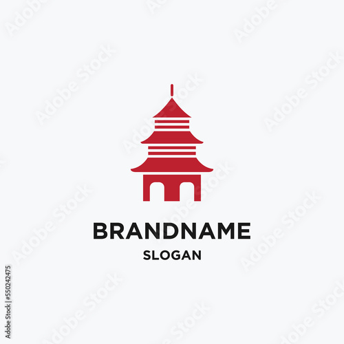 Pagoda logo icon design template vector illustration