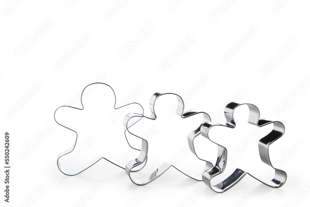 Concept of cooking tools, cookie cutters, isolated on white background Concept of cooking tools, cookie cutters, isolated on white background