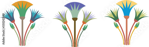 Ancient Egypt Lotus Flowers The Pharaonic symbol -  Illustration Vector Icons Set Background with ancient Egyptian Color palettes