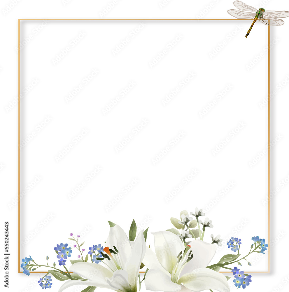 romantic wedding invitation card with greenery floral