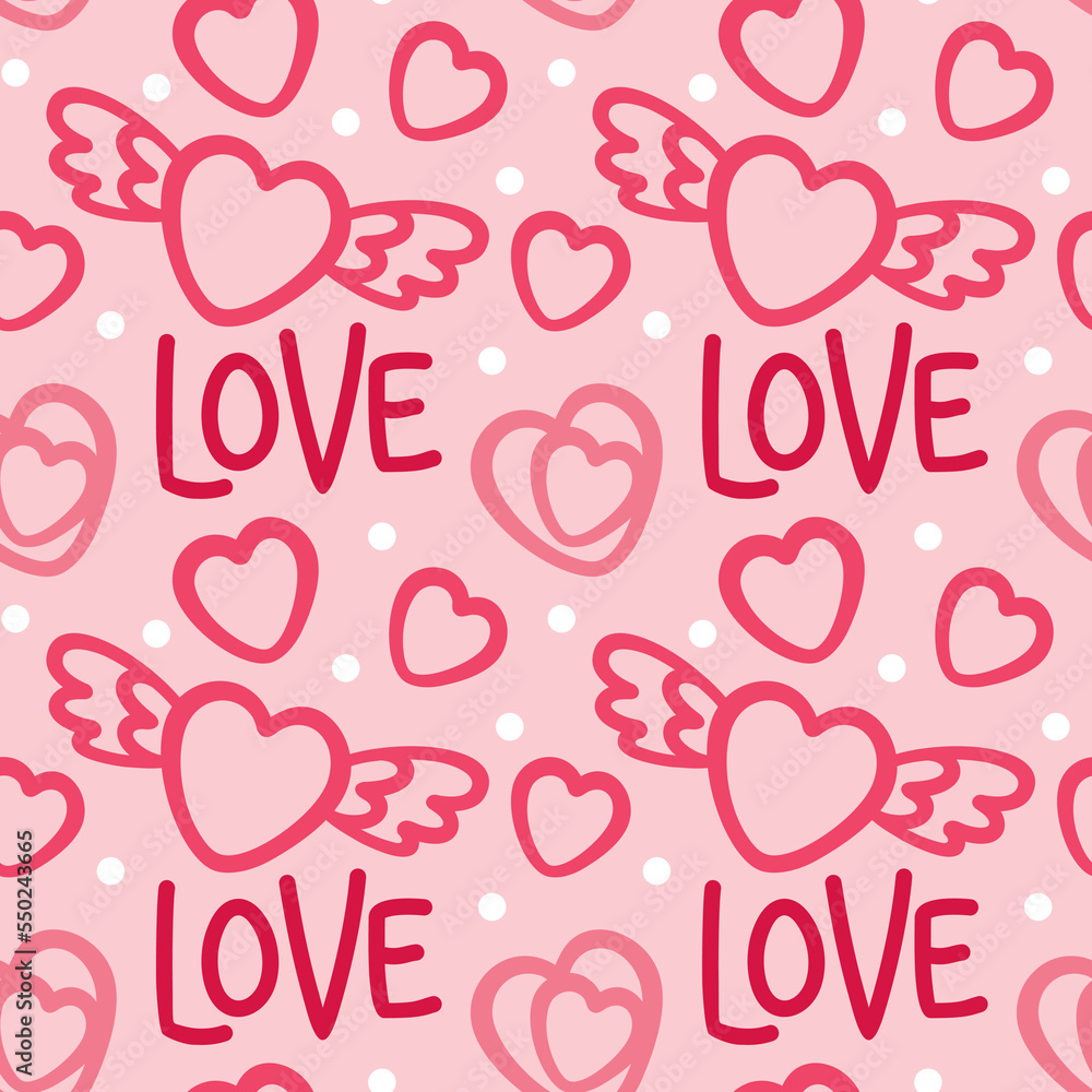 Different shape of hearts on pink background. San Valentines Day. Seamless pattern. Different shape of hearts on pink background. San Valentines Day. Seamless pattern.