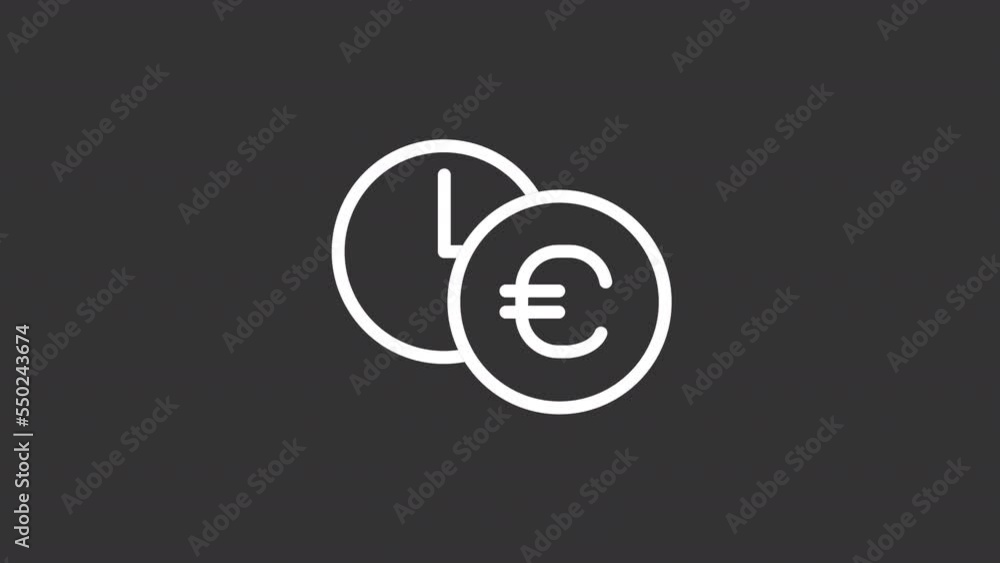 Animated euro rate white line icon. Hourly changes. Currency exchange operation. Seamless loop HD video with alpha channel on transparent background. Motion graphic design for night mode Animated euro rate white line icon. Hourly changes. Currency exchange operation. Seamless loop HD video with alpha channel on transparent background. Motion graphic design for night mode