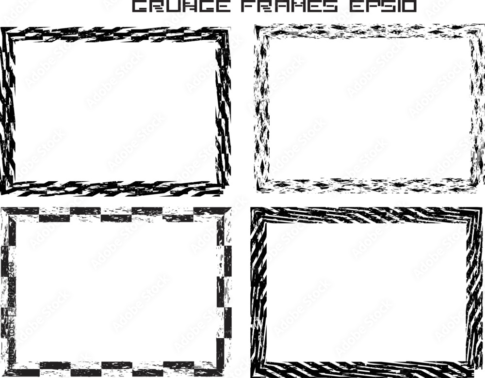 Grunge Black and White Frames . textured rectangles for image
