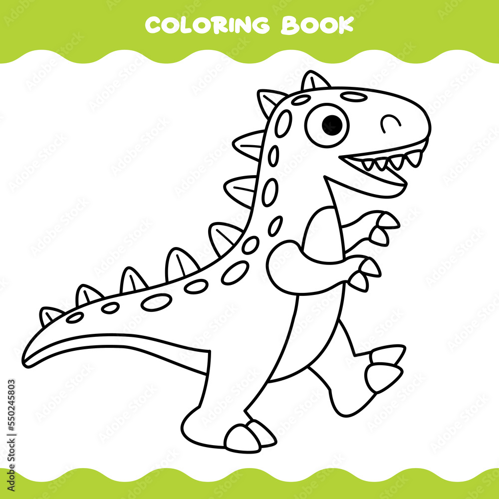 Coloring Page With Cartoon Dinosaur Coloring Page With Cartoon Dinosaur
