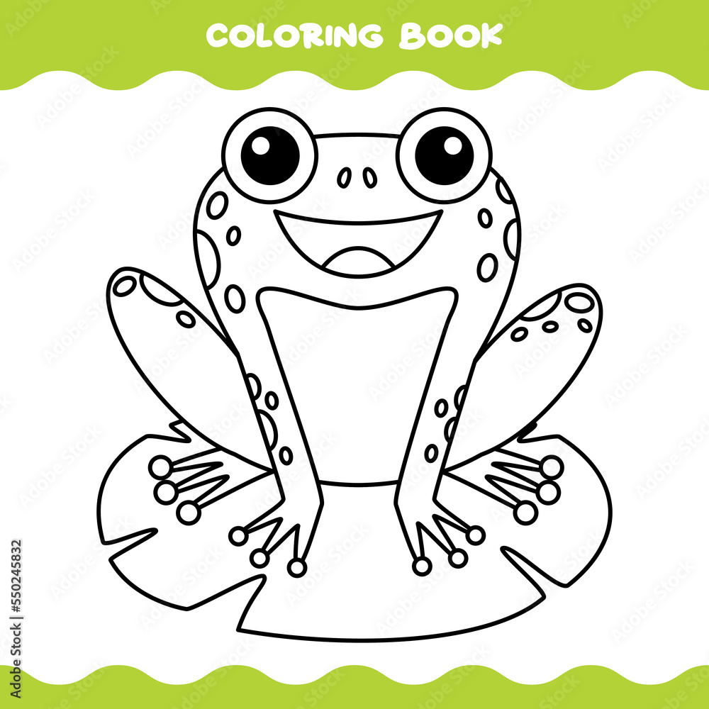 Coloring Page With Cartoon Frog Stock Vector | Adobe Stock