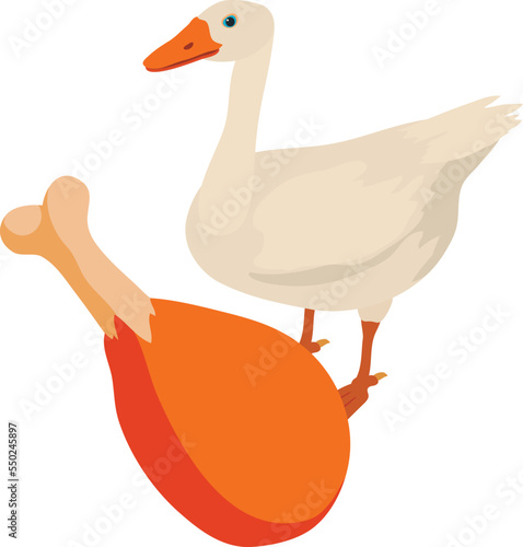 Goose meat icon isometric vector. Roasted meat leg on background of goose icon. Food theme