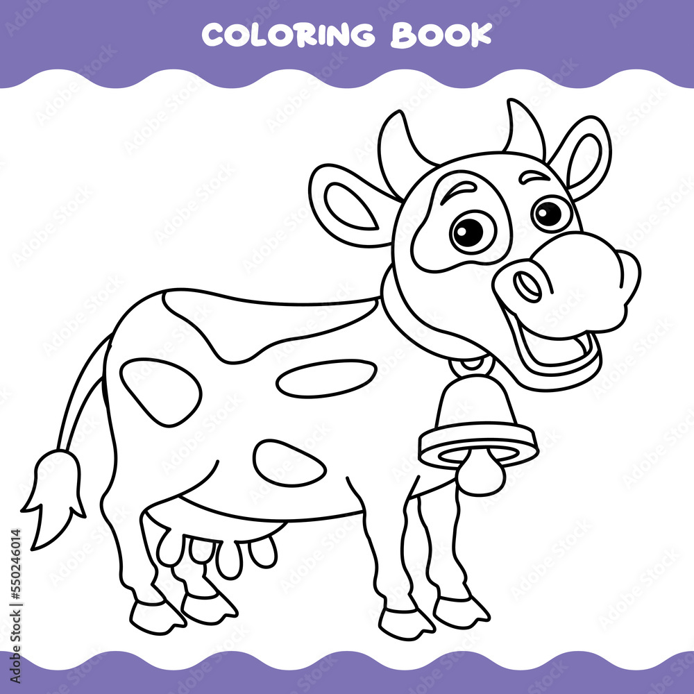 Fototapeta premium Coloring Page With Cartoon Cow
