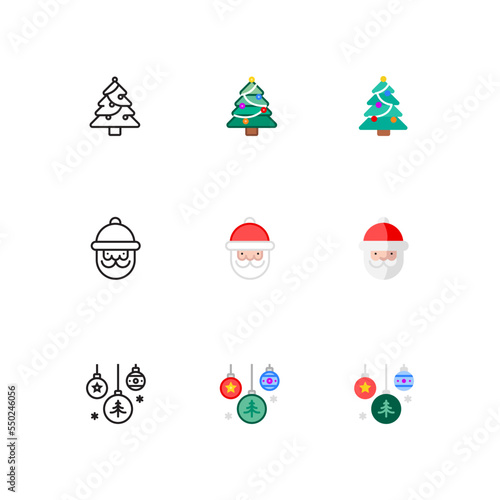 Chirstmas tree santaclause ornament illustration Icon
