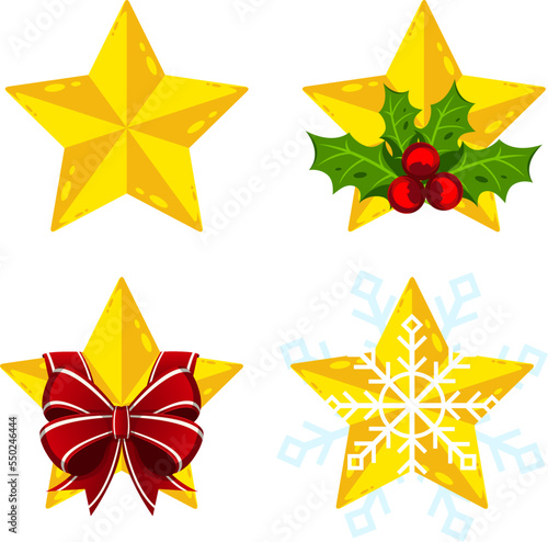 star christmas tree topper vector set holiday winter season