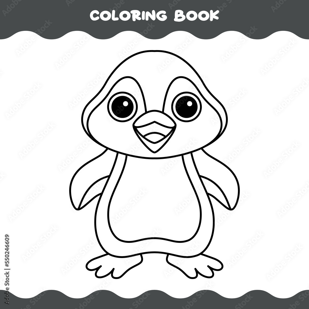 Coloring Page With Cartoon Penguin