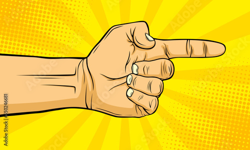 Hand finger pointing comic cartoon design