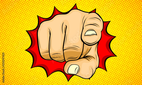 Hand finger pointing comic cartoon design