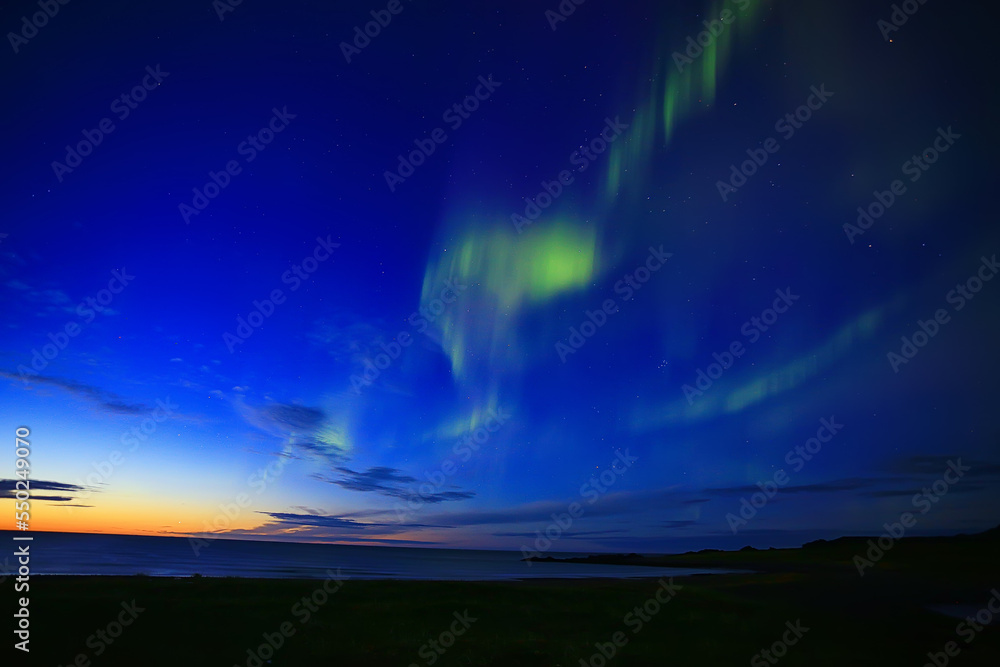 Aurora borealis in the sky astronomy night stars north shining