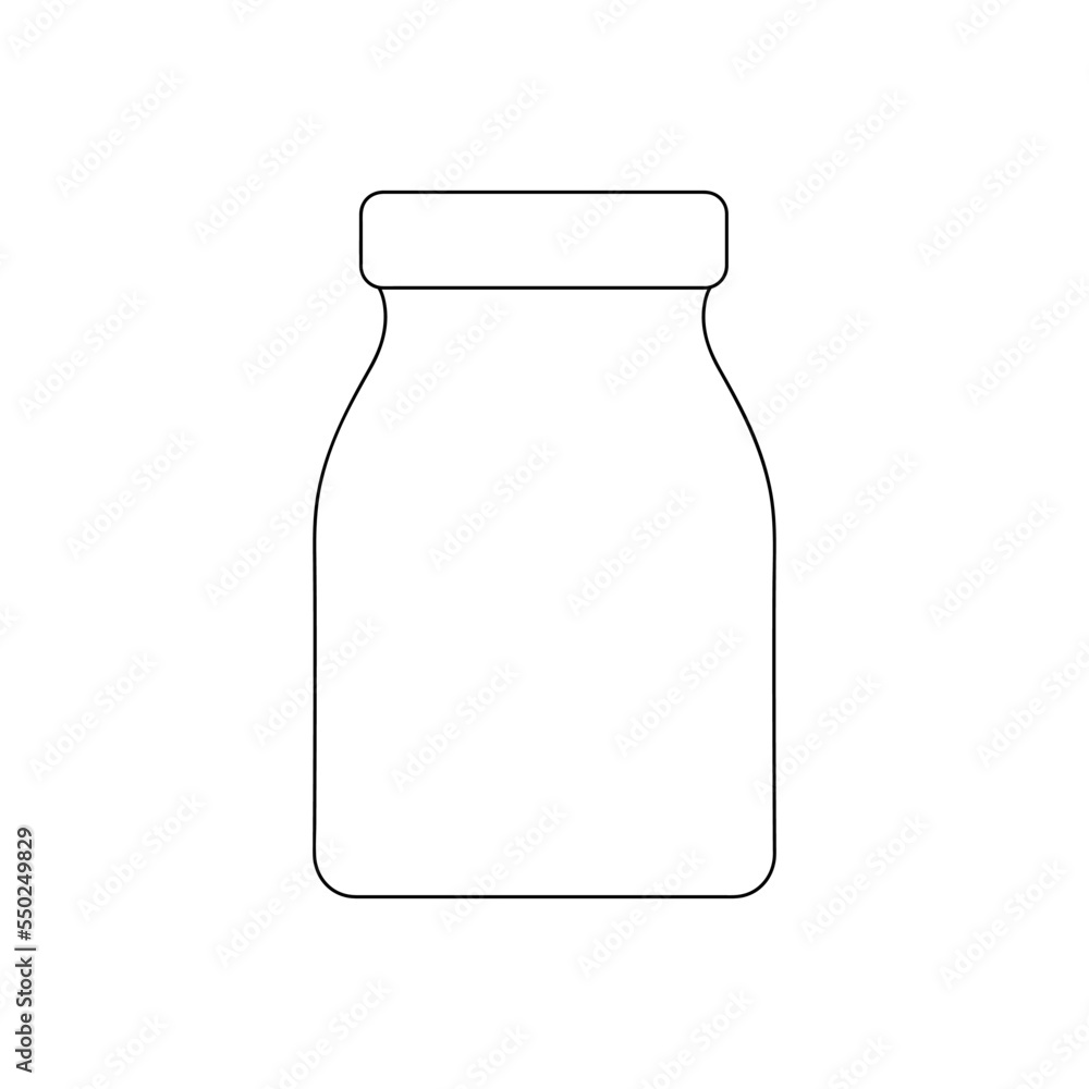 Hand drawn jar symbol. Cute monochrome style. Stock illustration isolated on white background. 