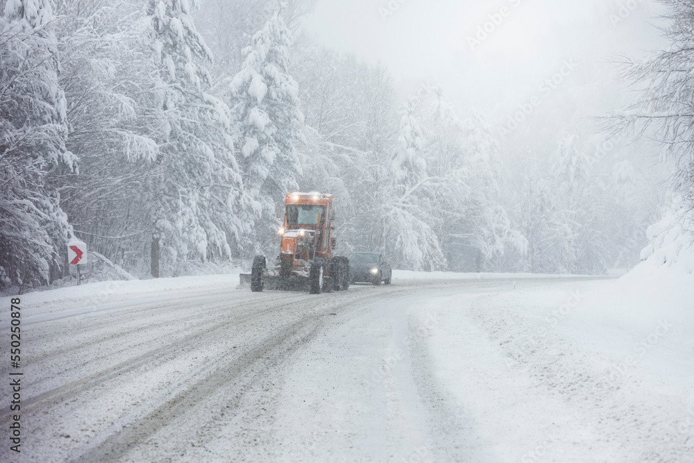 Snowy and frozen mountain road in winter landscape. Uludag National Park. Bursa, Turkey. Snowy and frozen mountain road in winter landscape. Uludag National Park. Bursa, Turkey.