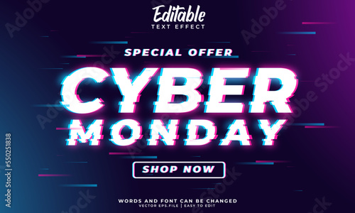 Editable text effect cyber monday for your banner