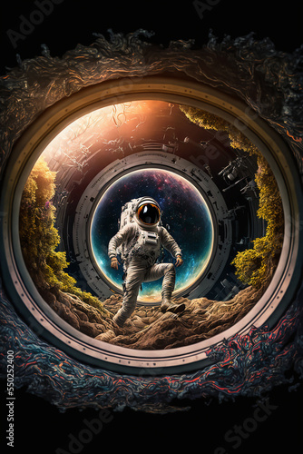 astronaut exploring a new world fantasy mode
