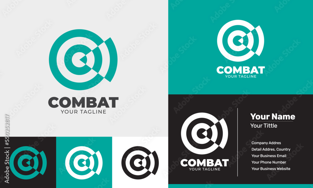 Combat shield flat design modern logo template