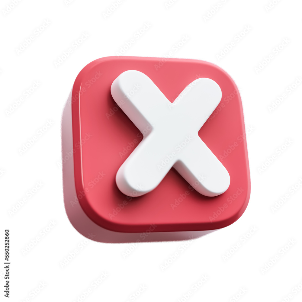 Cross mark icon isolated 3d render cutout Cross mark icon isolated 3d render cutout