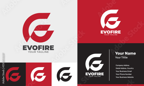 Flat design fire game modern logo template