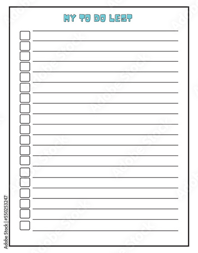 to-do list schedule template vector illustration. Organizer with lined page and checkboxes. Trendy self-organization concept for 2023 with graphic design elements.