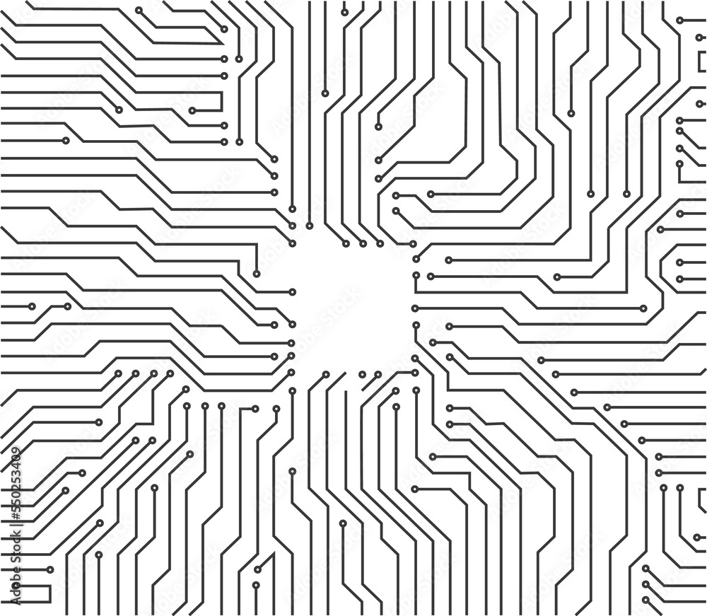 Electronics board. Circuit engineering technology. High tech digital data connection system concept or computer electronic printed circuit board microcircuit design