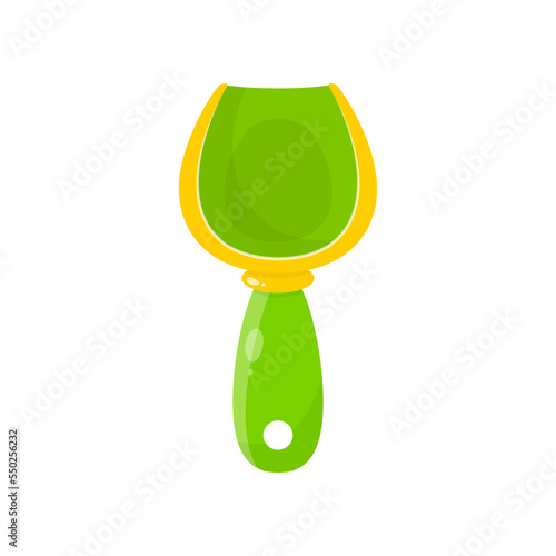 Sand scoop isolated on white. Kids toys cartoon illustration. Outdoor activity, recreation, entertainment, development concept