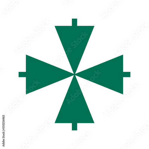 Inverted Green Christmas Tree Cross Shape
