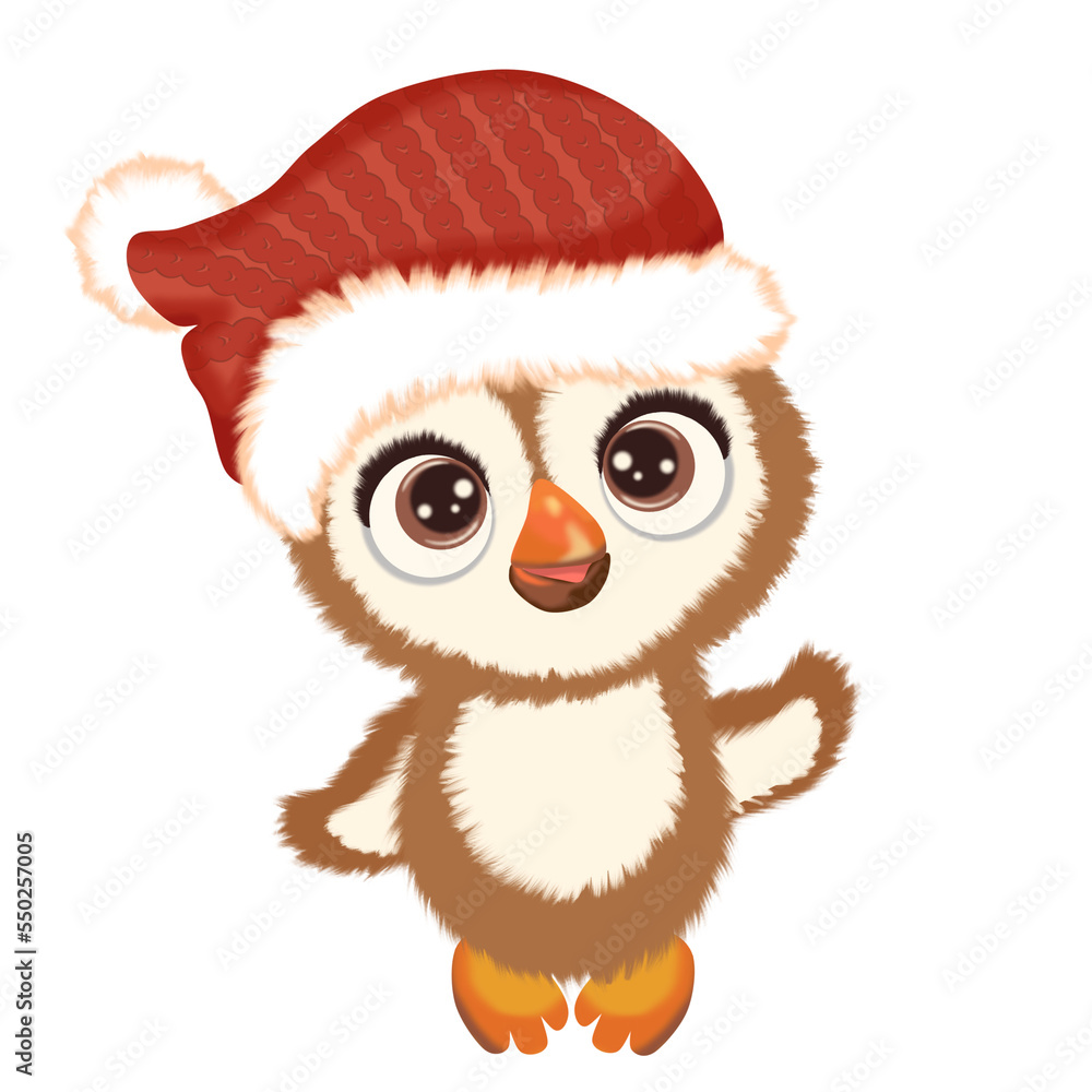 Illustration of a penguin wearing a santa hat Illustration of a penguin wearing a santa hat