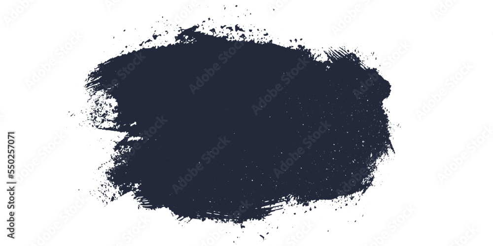 Black ink stain. Black paint, ink brush stroke, dark paint brush stain with noise texture. Modern abstract banner with black ink stain brush. Isolated abstact ink texture. Vector Illustration