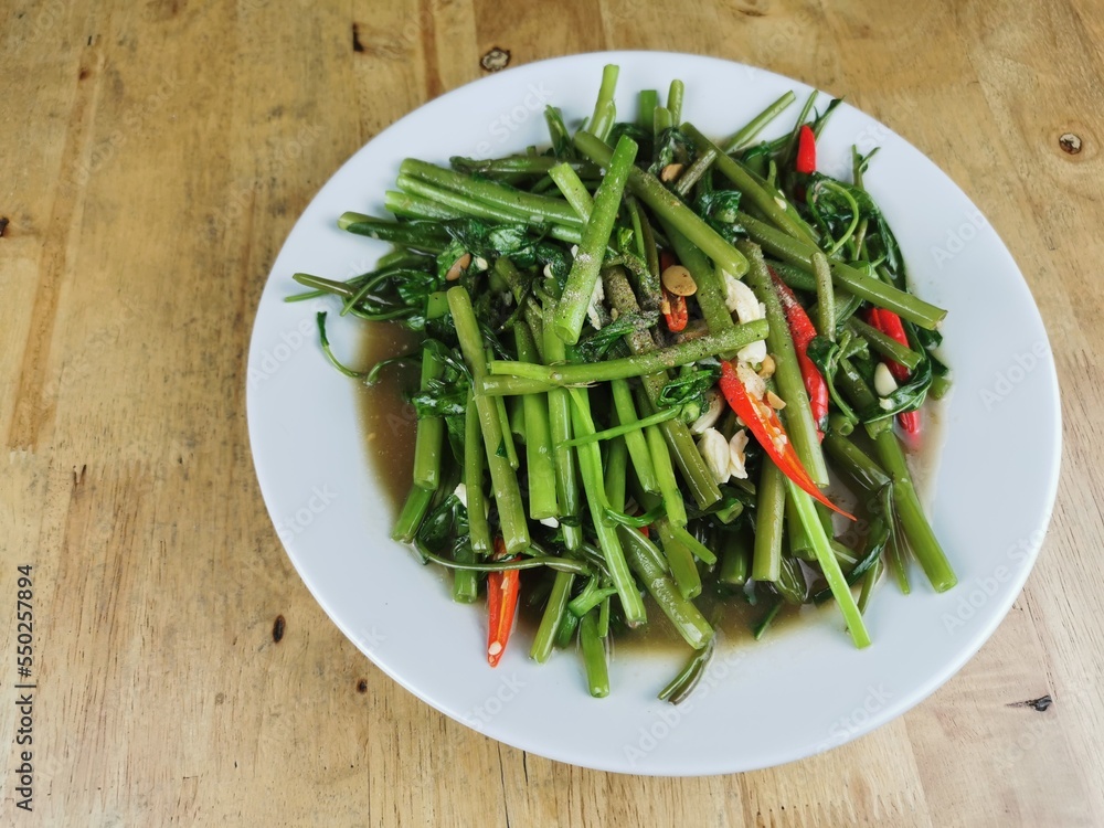 Stir-fried Water Spinach​ in a ready-to-eat dish