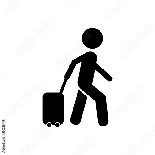 Passenger Pulling Rolling Bag Icon.Vector illustration isolated on white background.Eps 10.