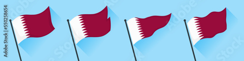 Waving Glorious Qatar Flag Set