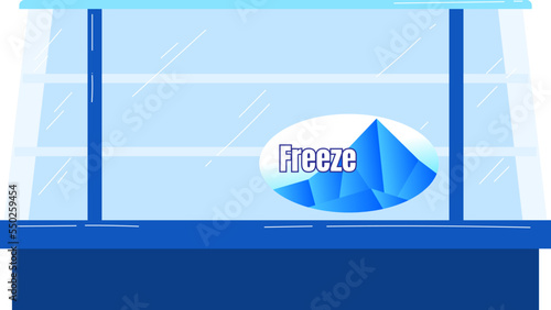 Shop food freezer refrigerator ice fridge vector illustartion isolated on white, box, food