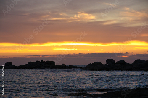 Sunset on the coast of Pont-l Abb  