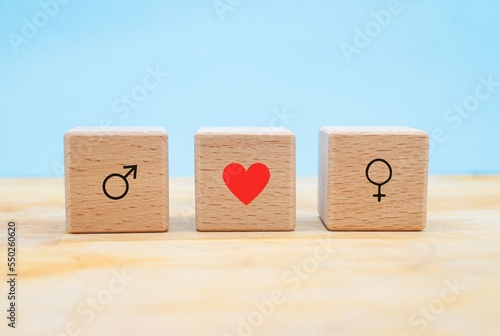 Photography symbols of masculine and feminine with concept of love or infatuation represente