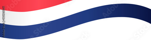 Netherlands flag flying on white background