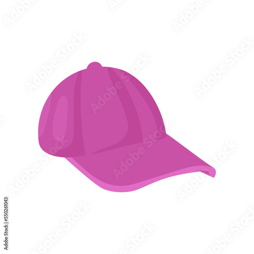 Pink or purple cap for adults or kids vector illustration. Headwear, clothes item of basic geometric shape for kindergarten or school children. Fashion, accessories, geometry concept for kids