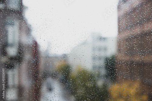 Photography raindrops on the window in Amsterdam