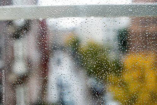 Photography raindrops on the window in Amsterdam