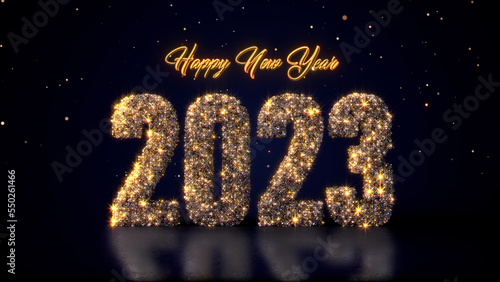 Happy New Year 2023 Christmas Background with fireworks