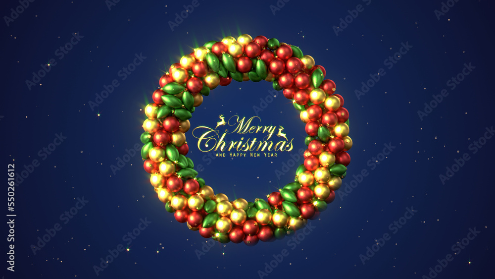 Merry Christmas wishing with Christmas Wreath Background Merry Christmas wishing with Christmas Wreath Background