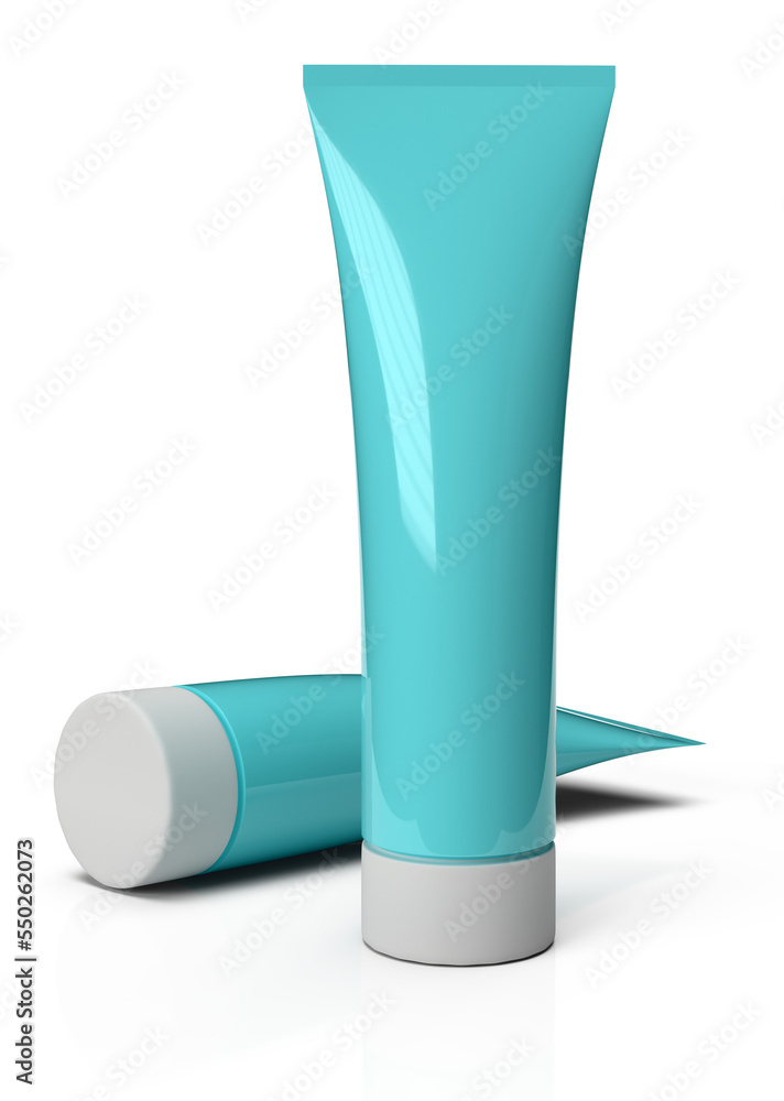 Cream tubes on white background, isolated. 3D rendering Cream tubes on white background, isolated. 3D rendering