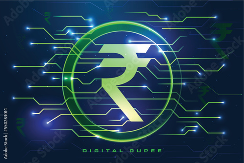 Digital Rupee or E-Rupee creative concept. Digital money. Vector illustration