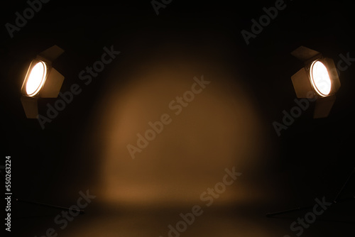 Professional lighting equipment on black background